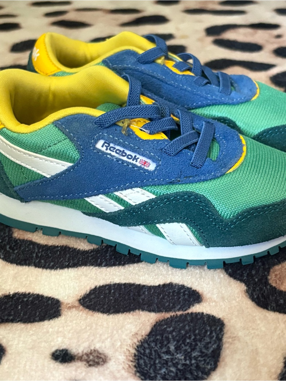 Reebok Kids Blue, Green & Yellow Retro Runner Sneakers